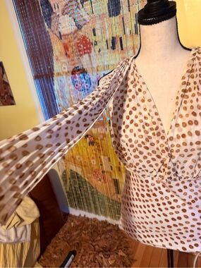 Cache Cream Sleeveless Polka Dot Camisole with Brown Spots
